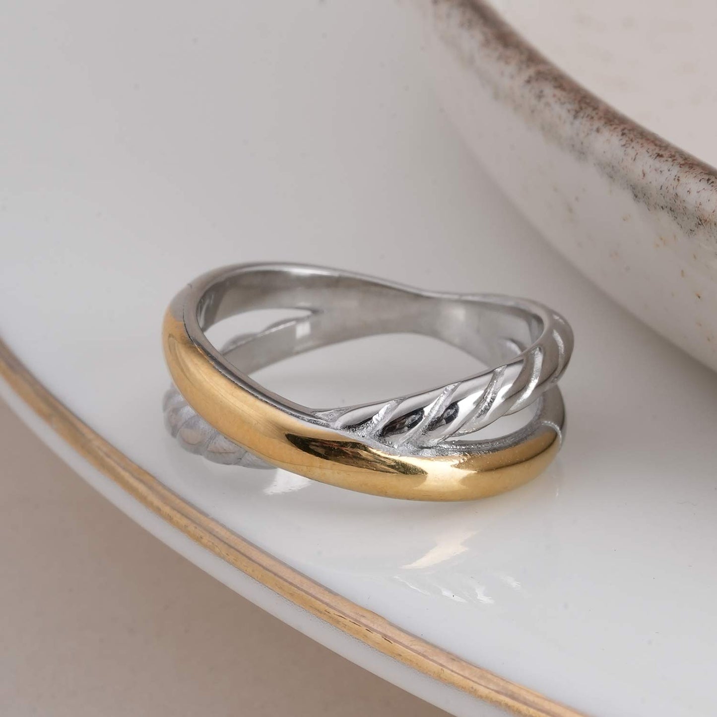 Two-Tone Twist Design Ring