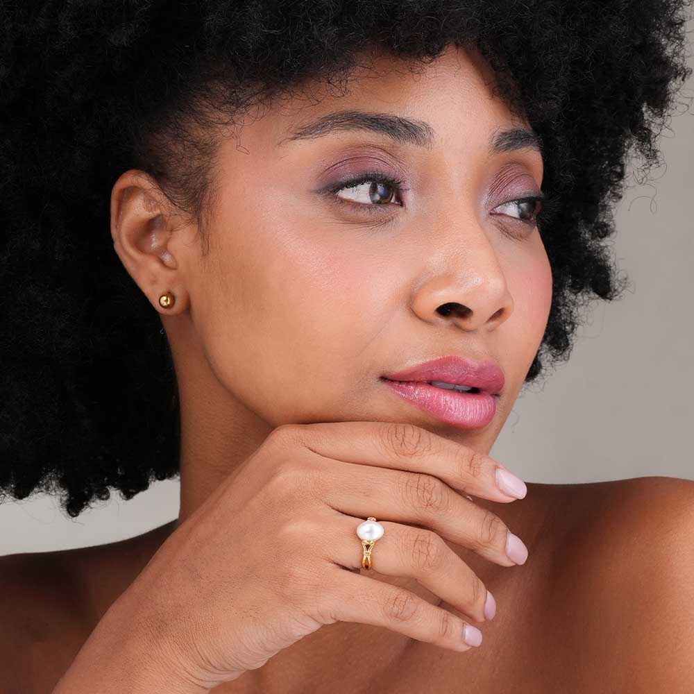Vintage Inspired Gold Pearl Ring