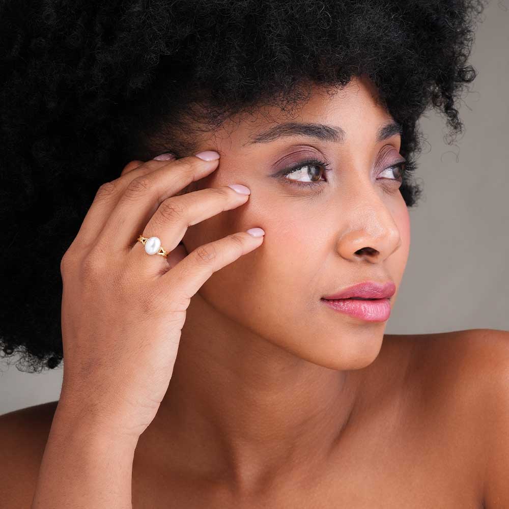 Vintage Inspired Gold Pearl Ring