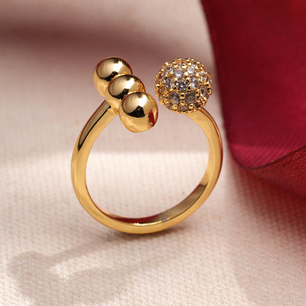 Tri Sphere Design with Crystals Ring
