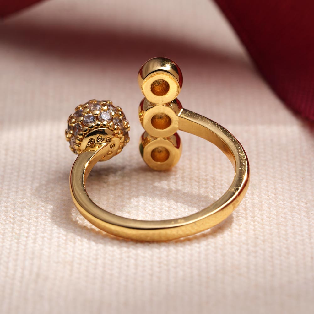 Tri Sphere Design with Crystals Ring