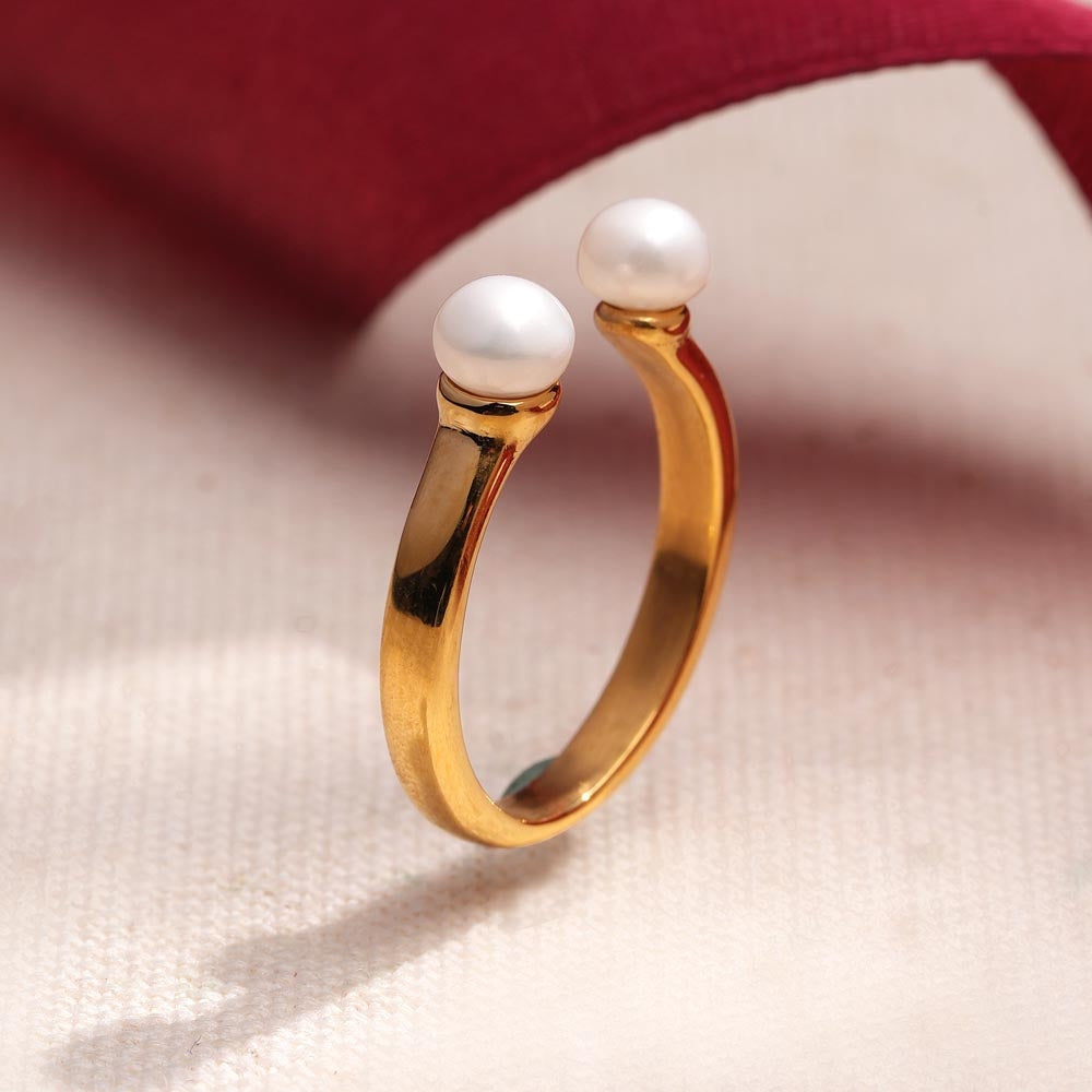 Twin Pearls Minimal Open Band