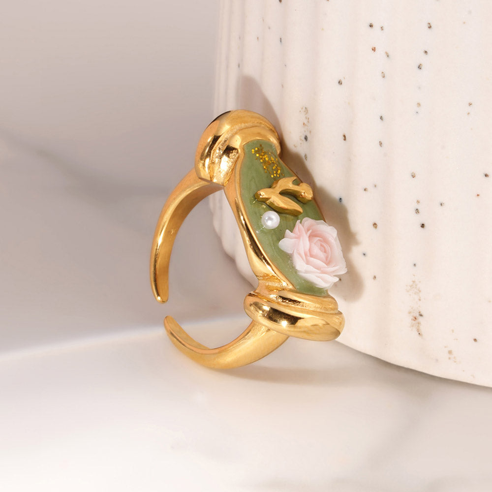 Vintage Bloom Enamel Adjustable Ring