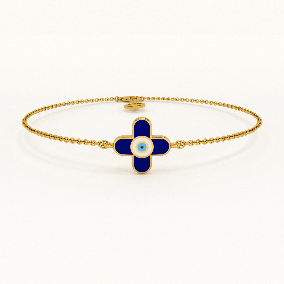 Evil Eye Clover 925 Silver Bracelet