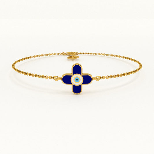 Evil Eye Clover 925 Silver Bracelet