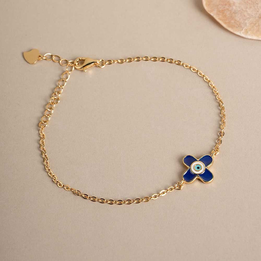 Evil Eye Clover 925 Silver Bracelet