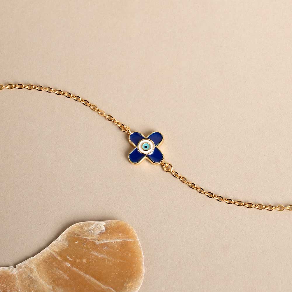 Evil Eye Clover 925 Silver Bracelet