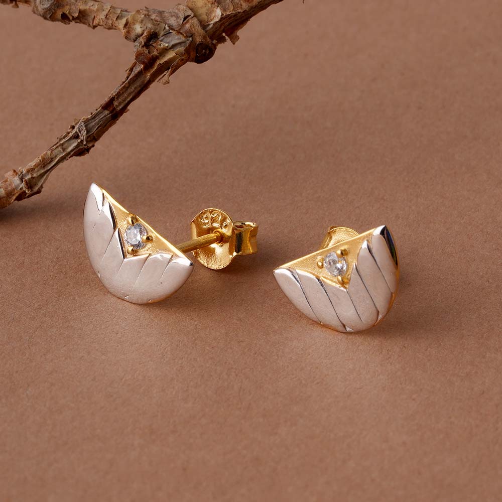 Textured Leaf Half-Moon Signature Earrings