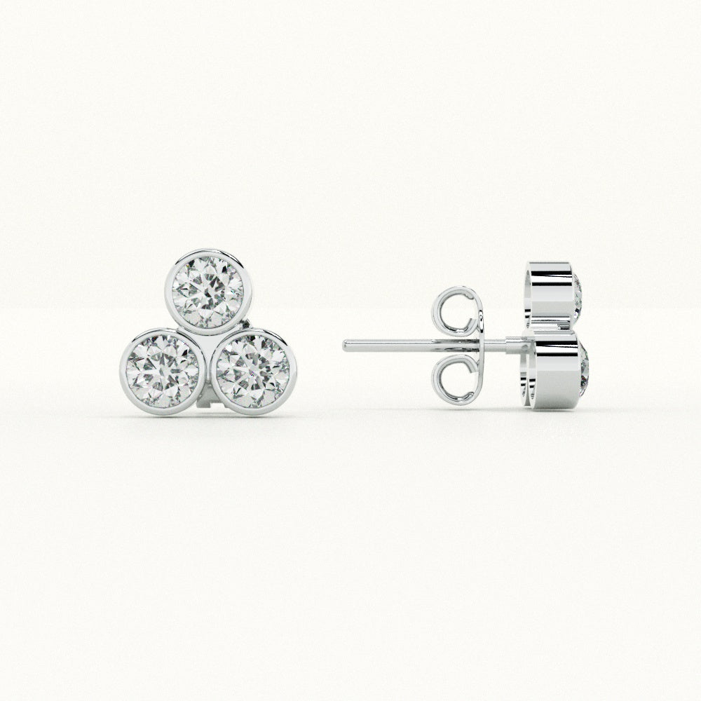 Trio Cluster 925 Sterling Silver Studs