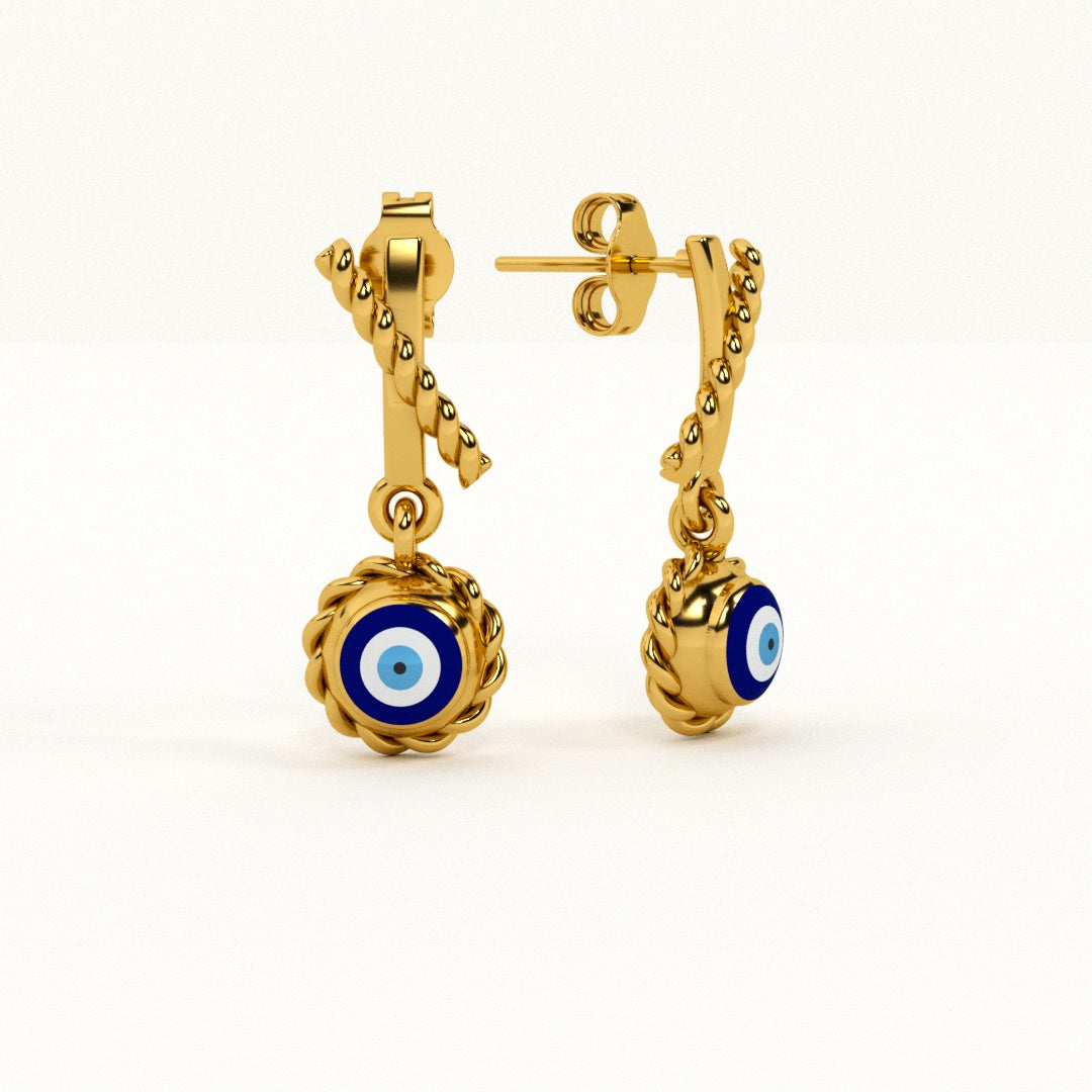 Evil Eye Rope 925 Sterling Silver Earrings