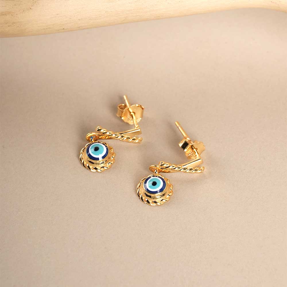 Evil Eye Rope 925 Sterling Silver Earrings