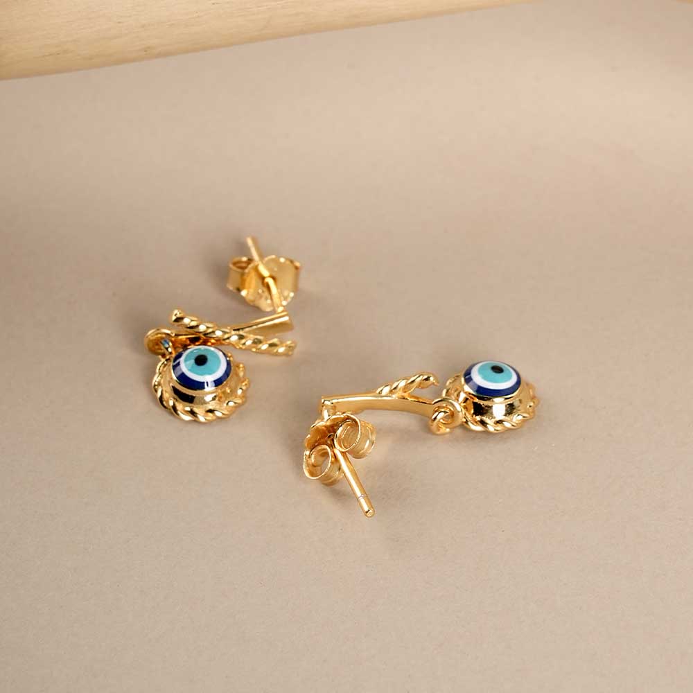 Evil Eye Rope 925 Sterling Silver Earrings