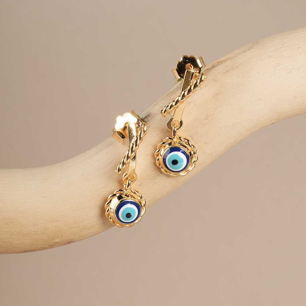 Evil Eye Rope 925 Sterling Silver Earrings