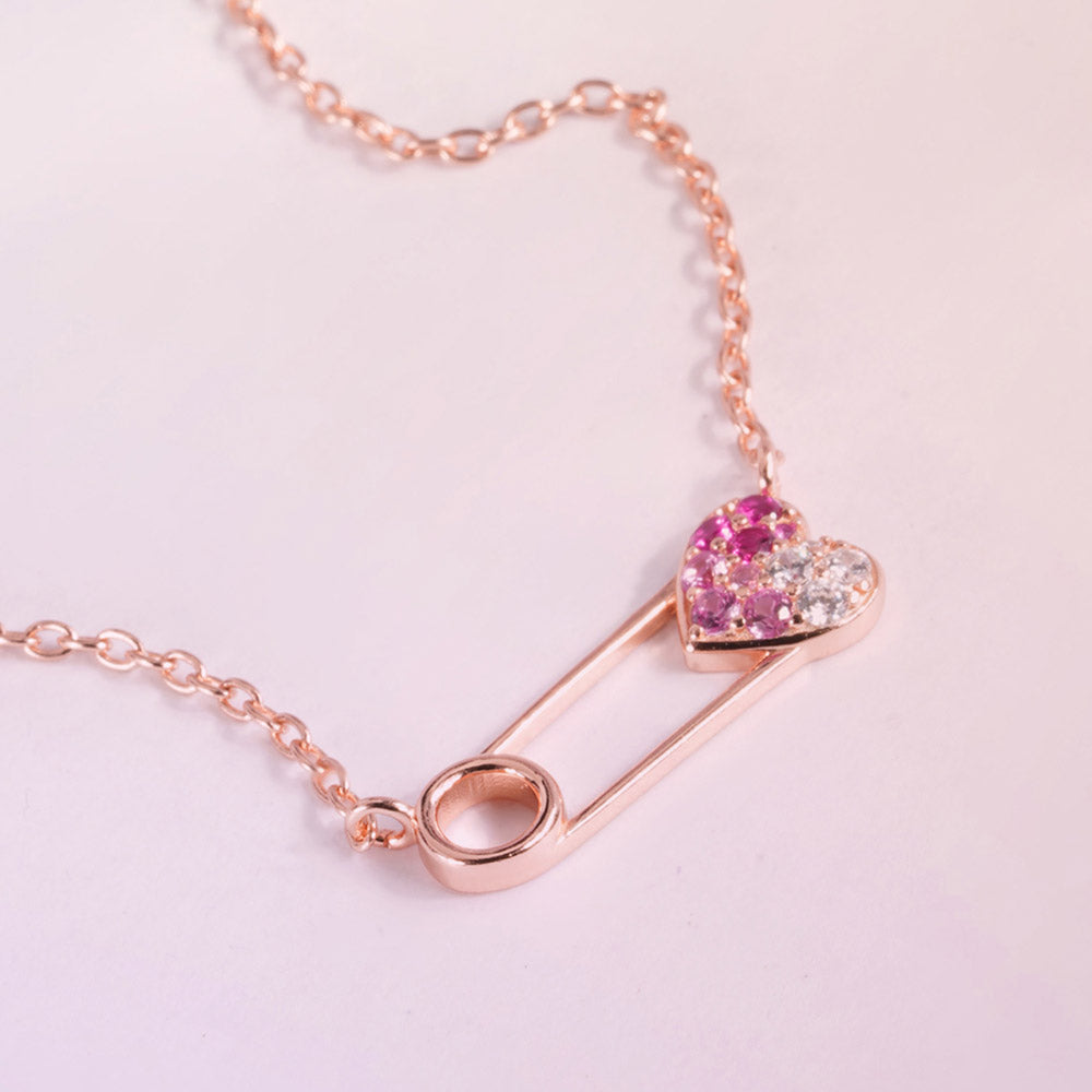 Pinned with Love 925 Silver Rose Gold Necklace
