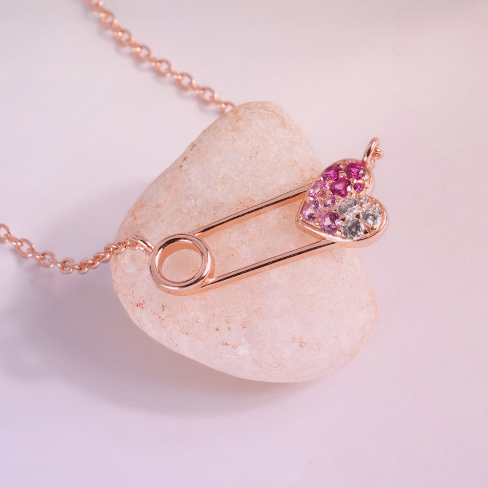 Pinned with Love 925 Silver Rose Gold Necklace