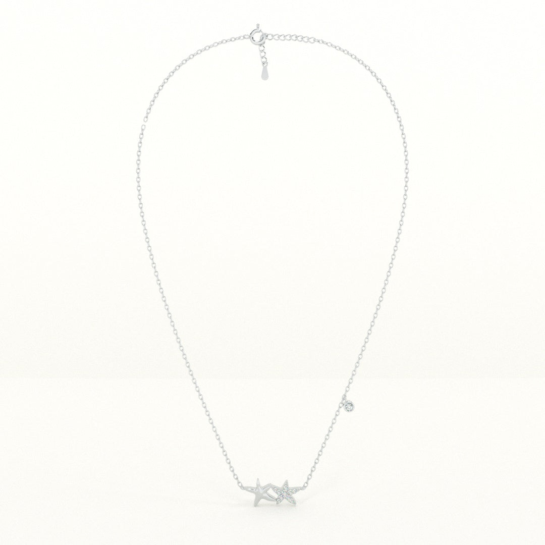 Silver Star Necklace with Pave Accents