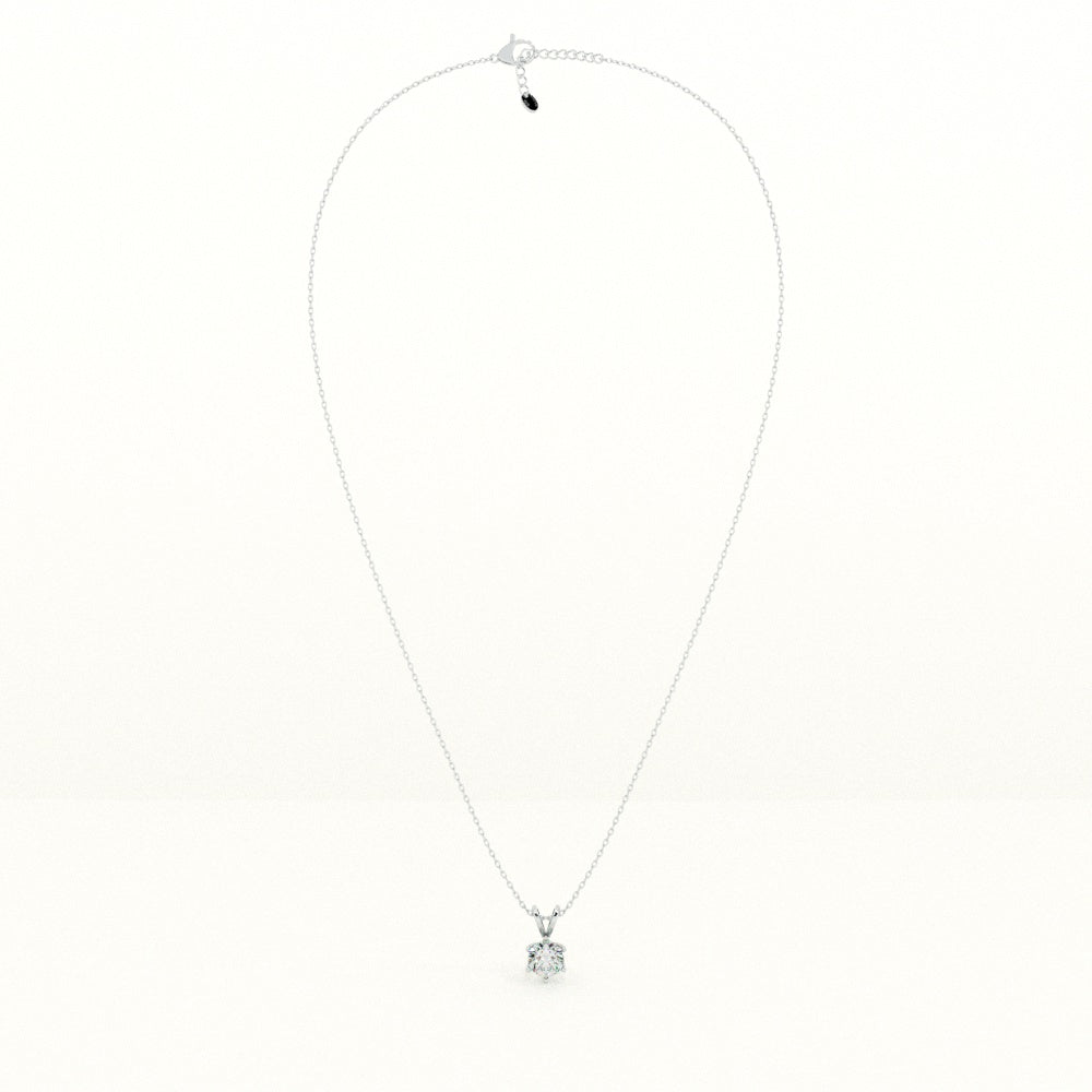 Six-Prong Classic Diamond 925 Sterling Silver Necklace