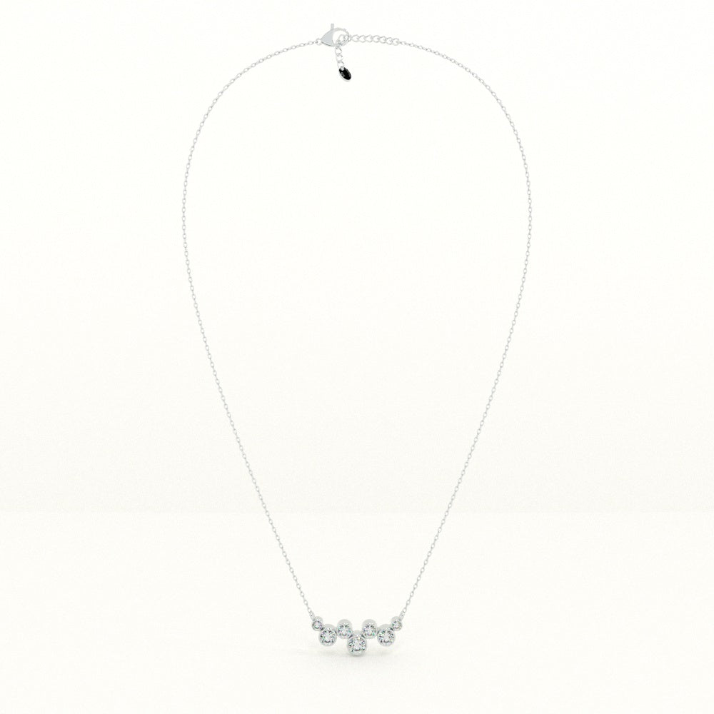 Graduated Cluster 925 Sterling Silver Necklace