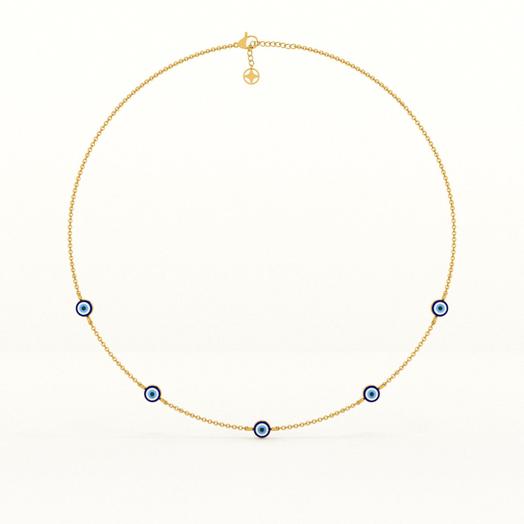 Evil Eye 925 Sterling Silver Station Necklace