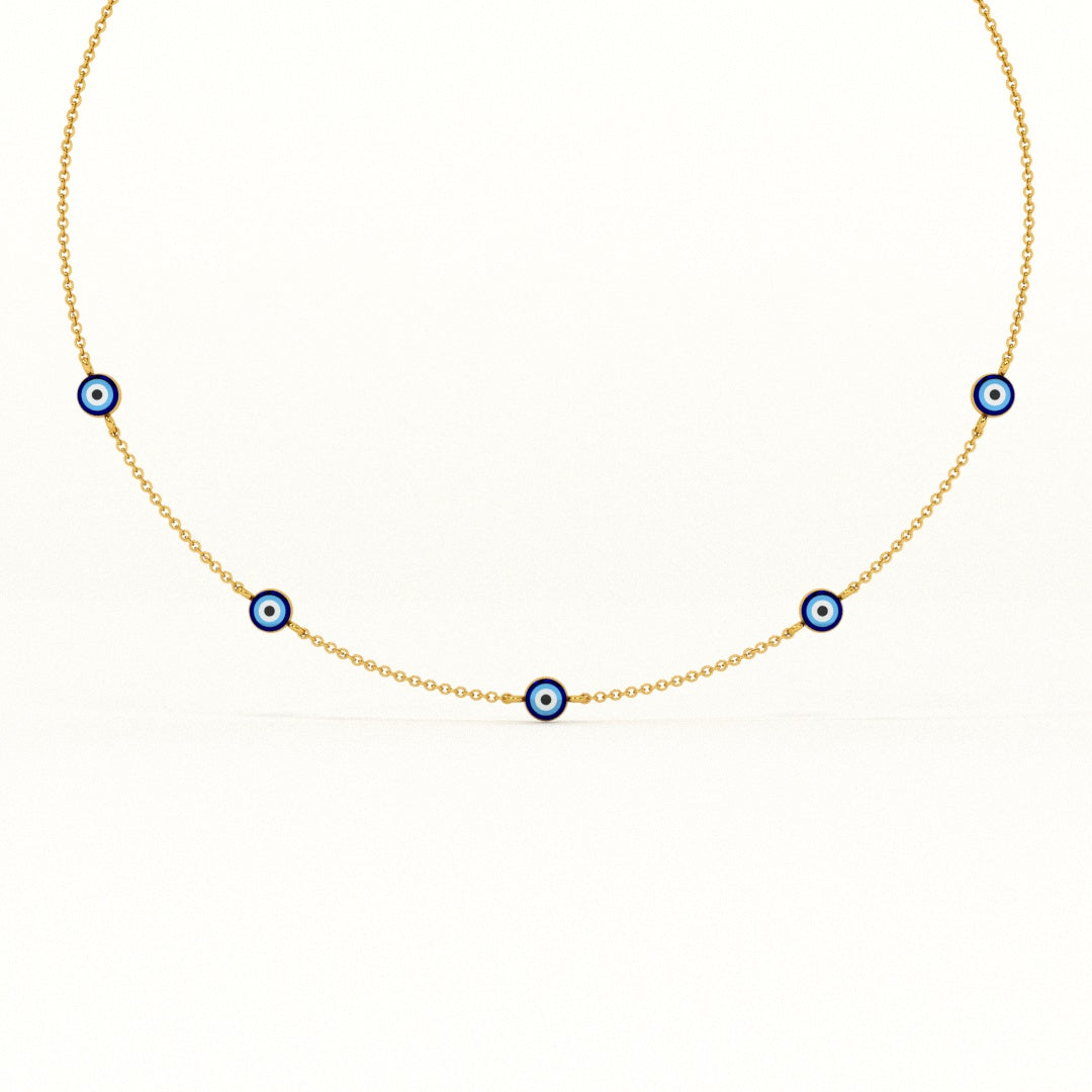 Evil Eye 925 Sterling Silver Station Necklace