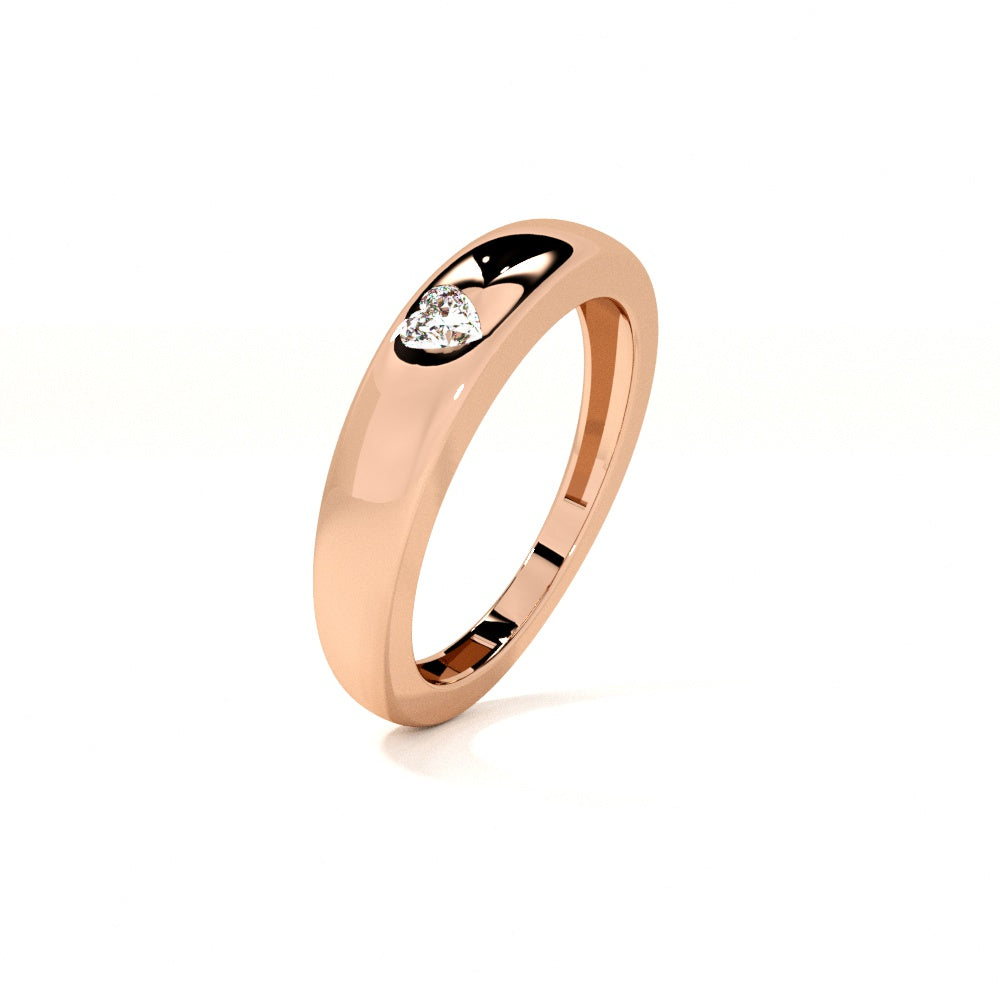 Stone of Heart Rose Gold 925 Silver Ring