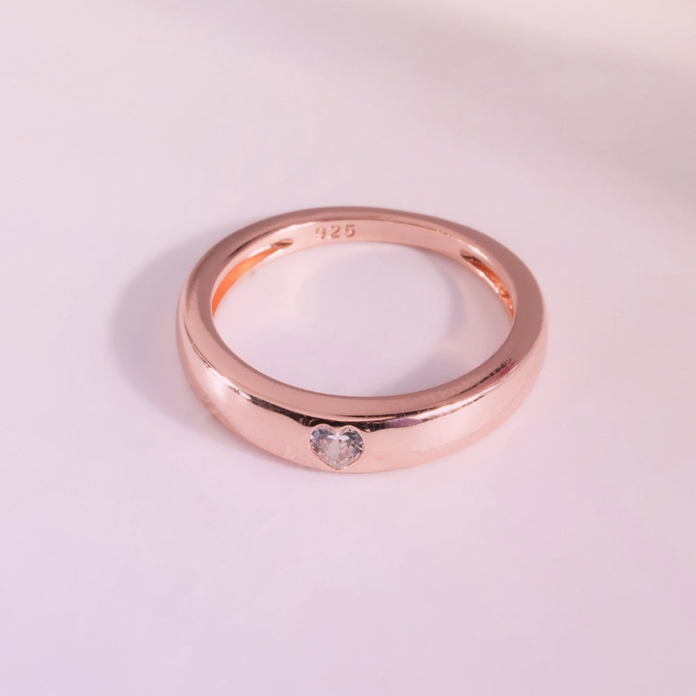 Stone of Heart Rose Gold 925 Silver Ring