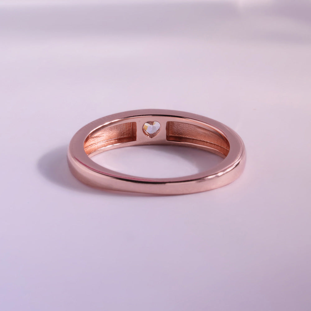 Stone of Heart Rose Gold 925 Silver Ring