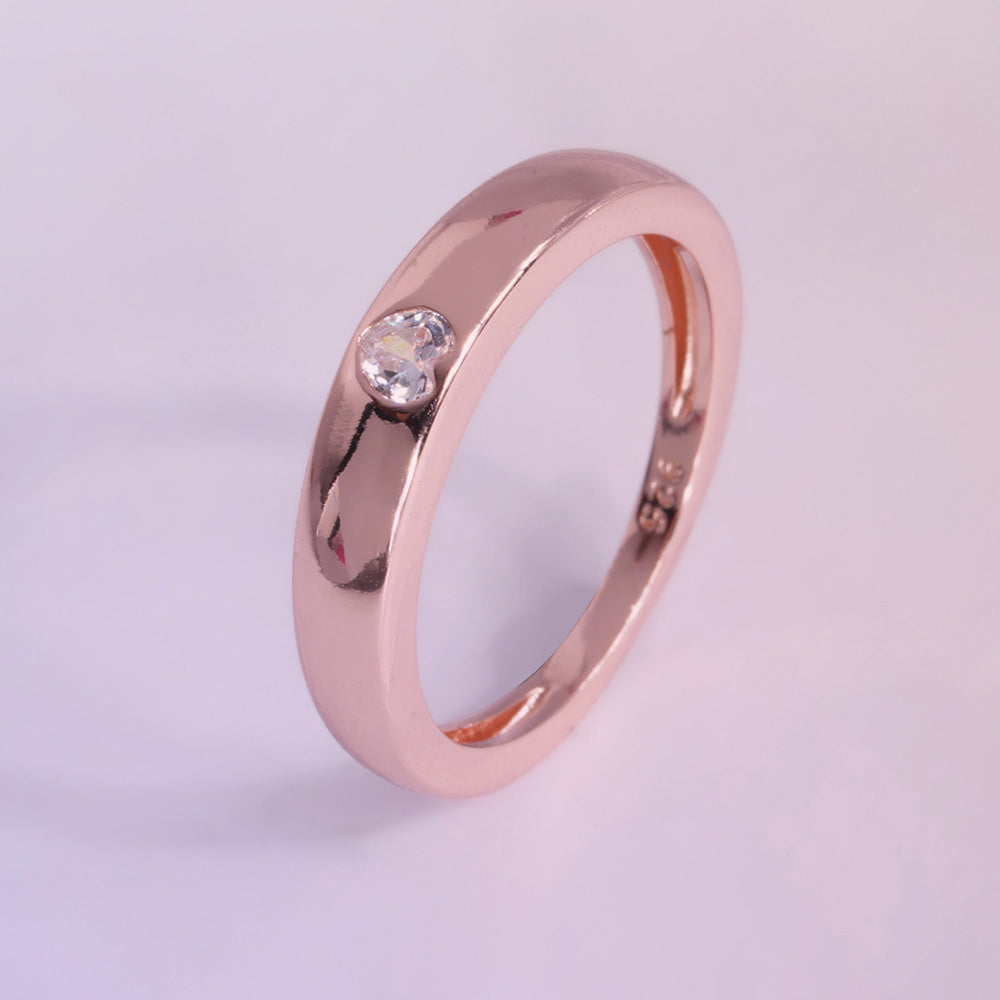Stone of Heart Rose Gold 925 Silver Ring
