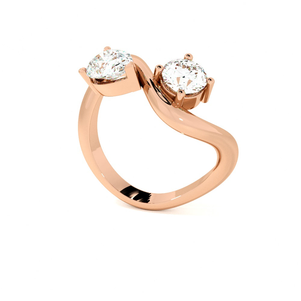 You and me Rose Gold 925 Silver Ring