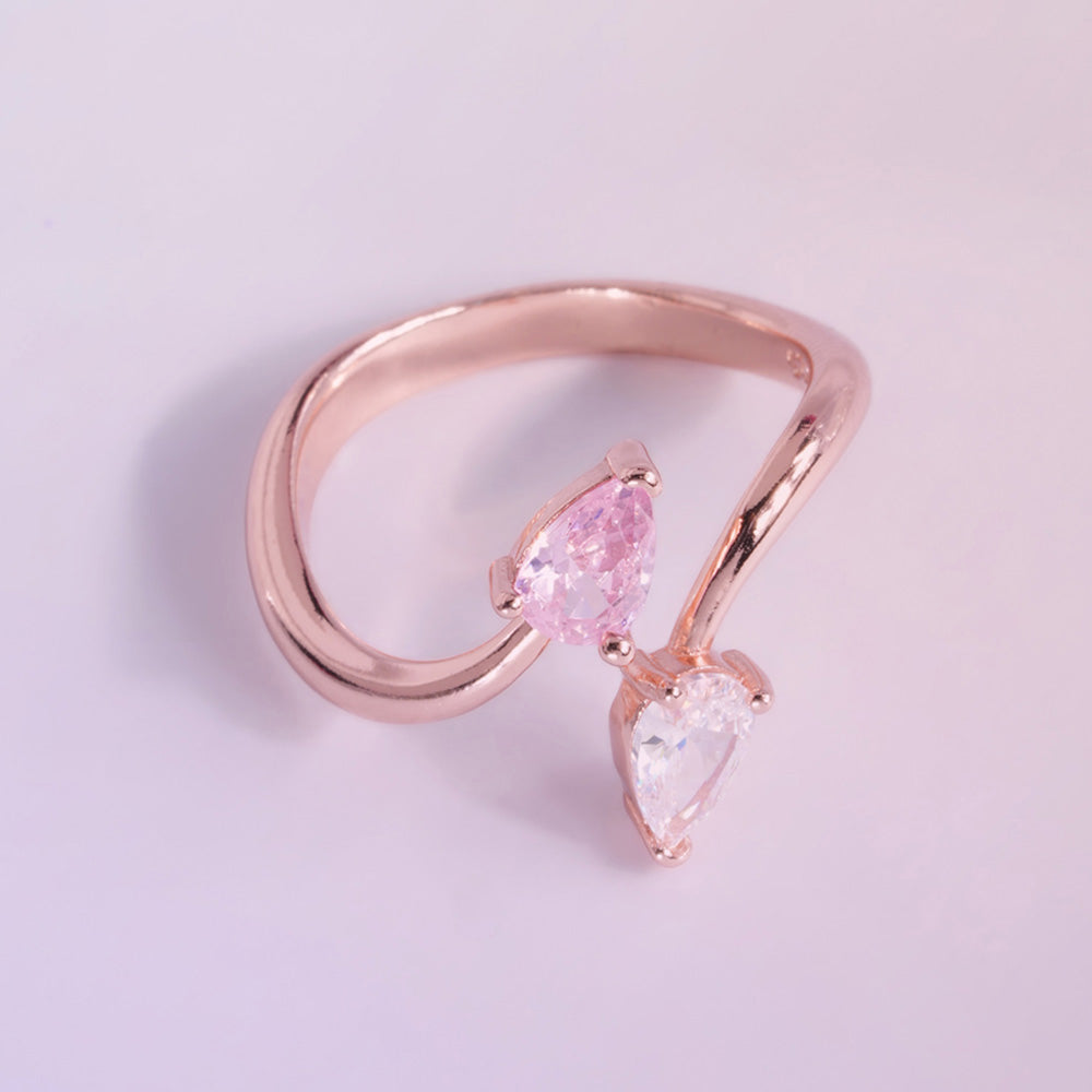 Toi et Moi Pear Rose Gold 925 Silver Ring