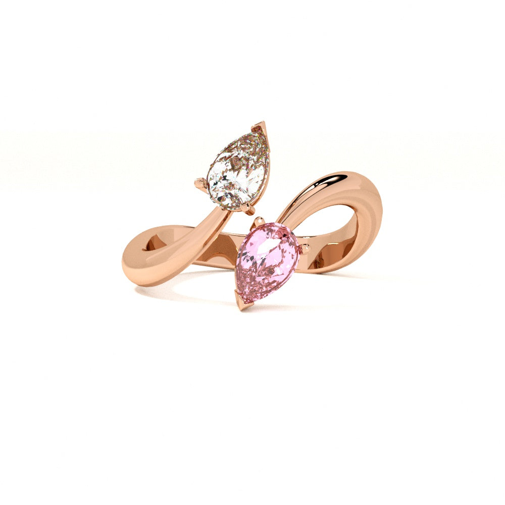 Toi et Moi Pear Rose Gold 925 Silver Ring