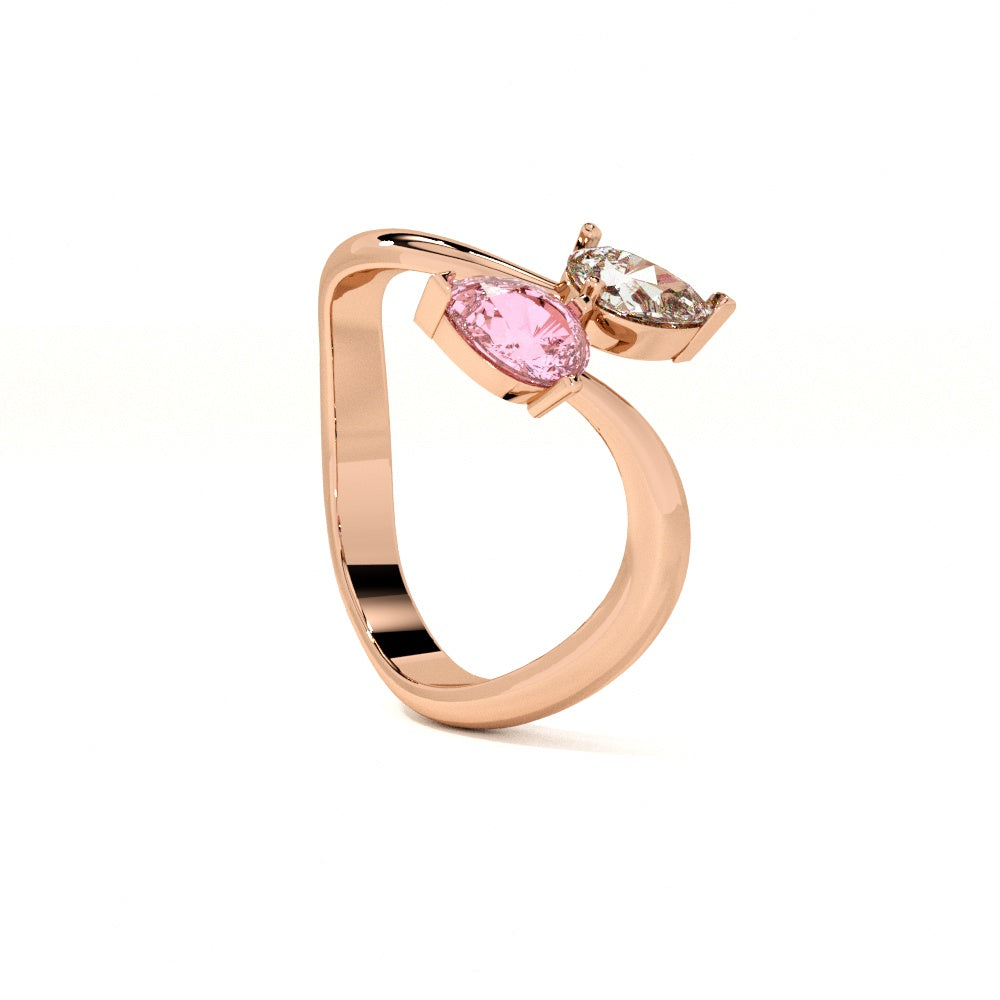 Toi et Moi Pear Rose Gold 925 Silver Ring