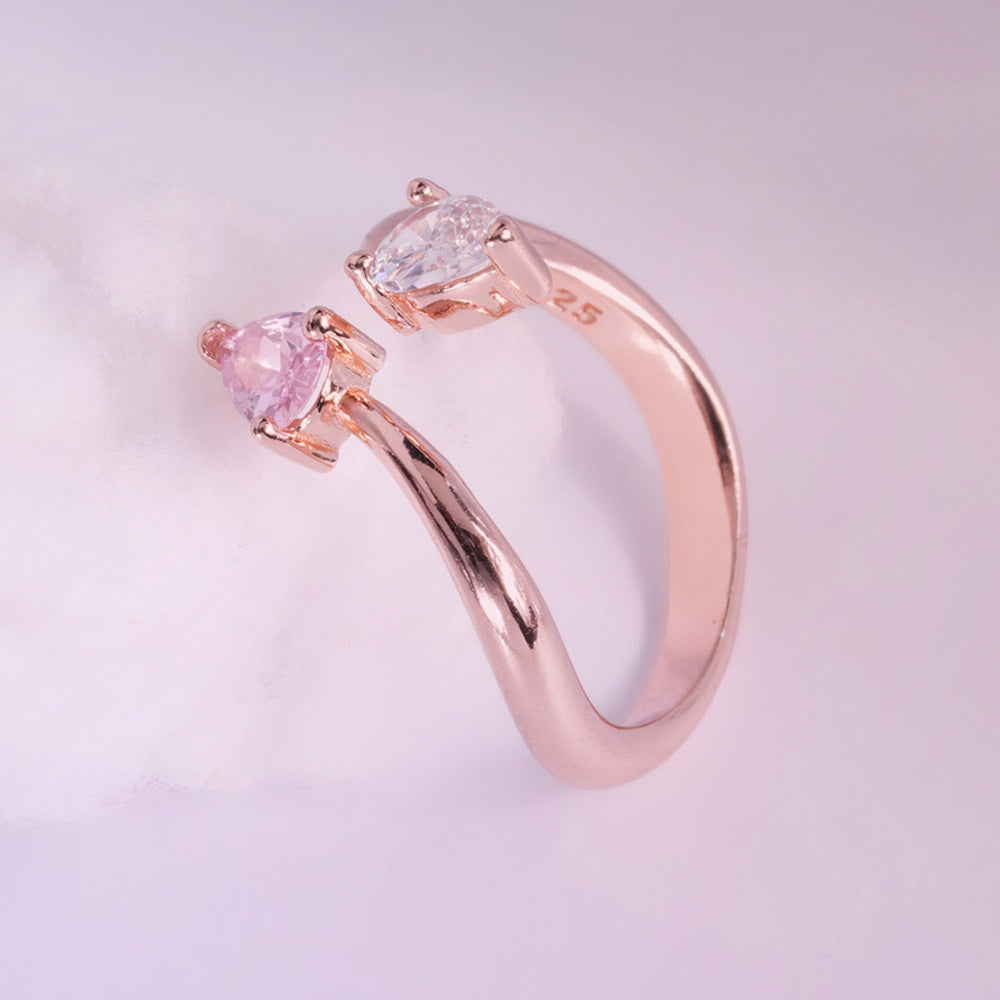 Toi et Moi Pear Rose Gold 925 Silver Ring