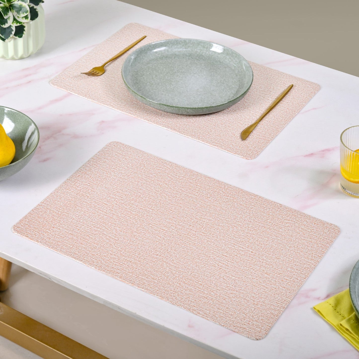Sand Hue Textured Placemat Set Of 6