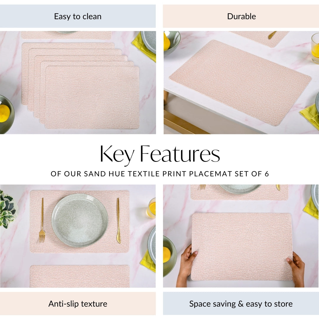 Sand Hue Textured Placemat Set Of 6