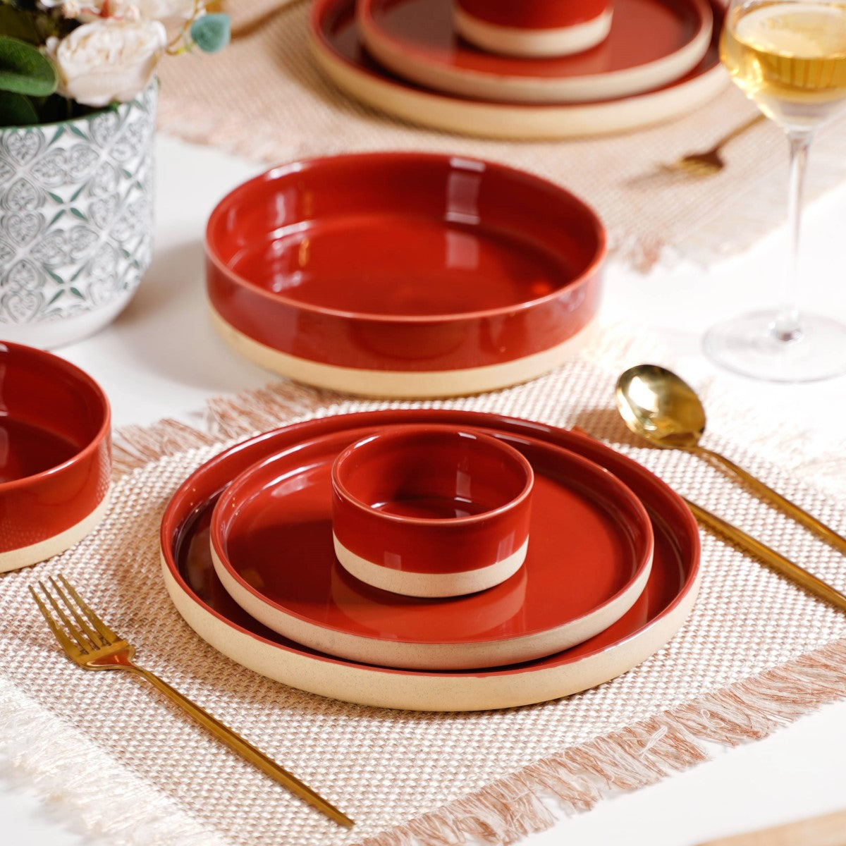 Serving Bowls Amber Clay Set Of 2 Small 500ml