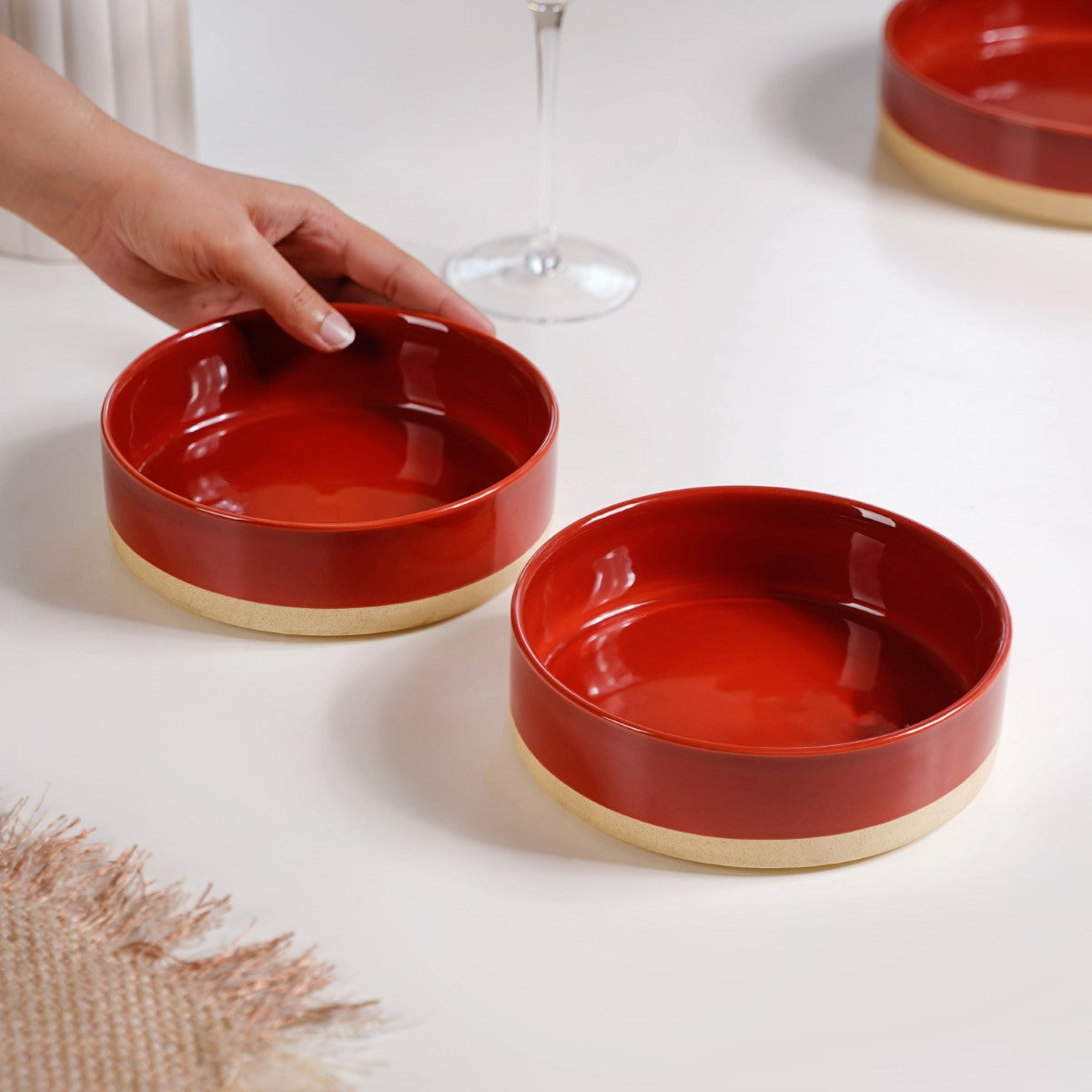Serving Bowls Amber Clay Set Of 2 Small 500ml