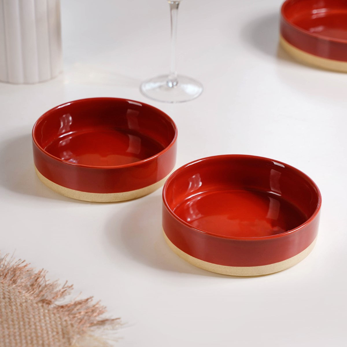 Serving Bowls Amber Clay Set Of 2 Small 500ml