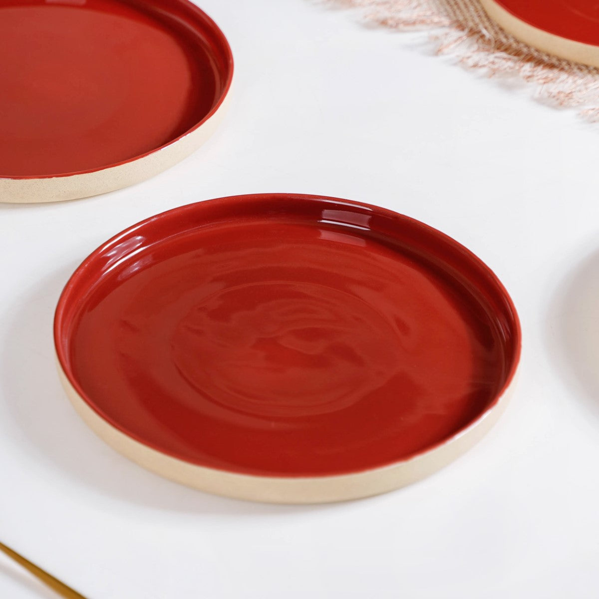 Amber Ceramic Clay Dinner Plates Set Of 4 9 Inch