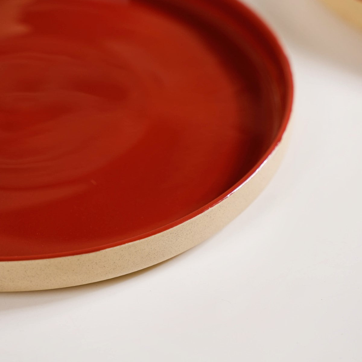 Amber Ceramic Clay Dinner Plates Set Of 4 9 Inch