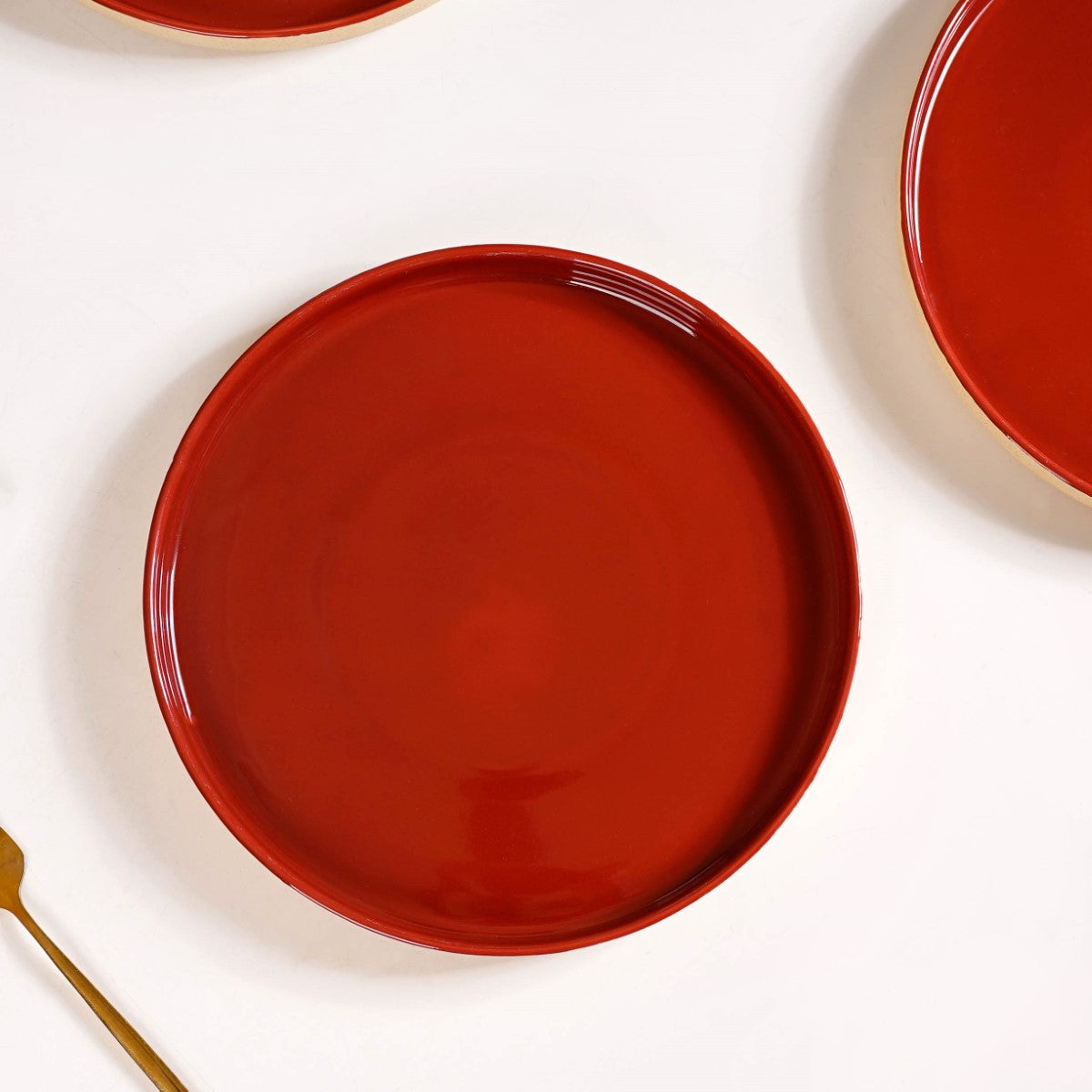 Amber Ceramic Clay Dinner Plates Set Of 4 9 Inch