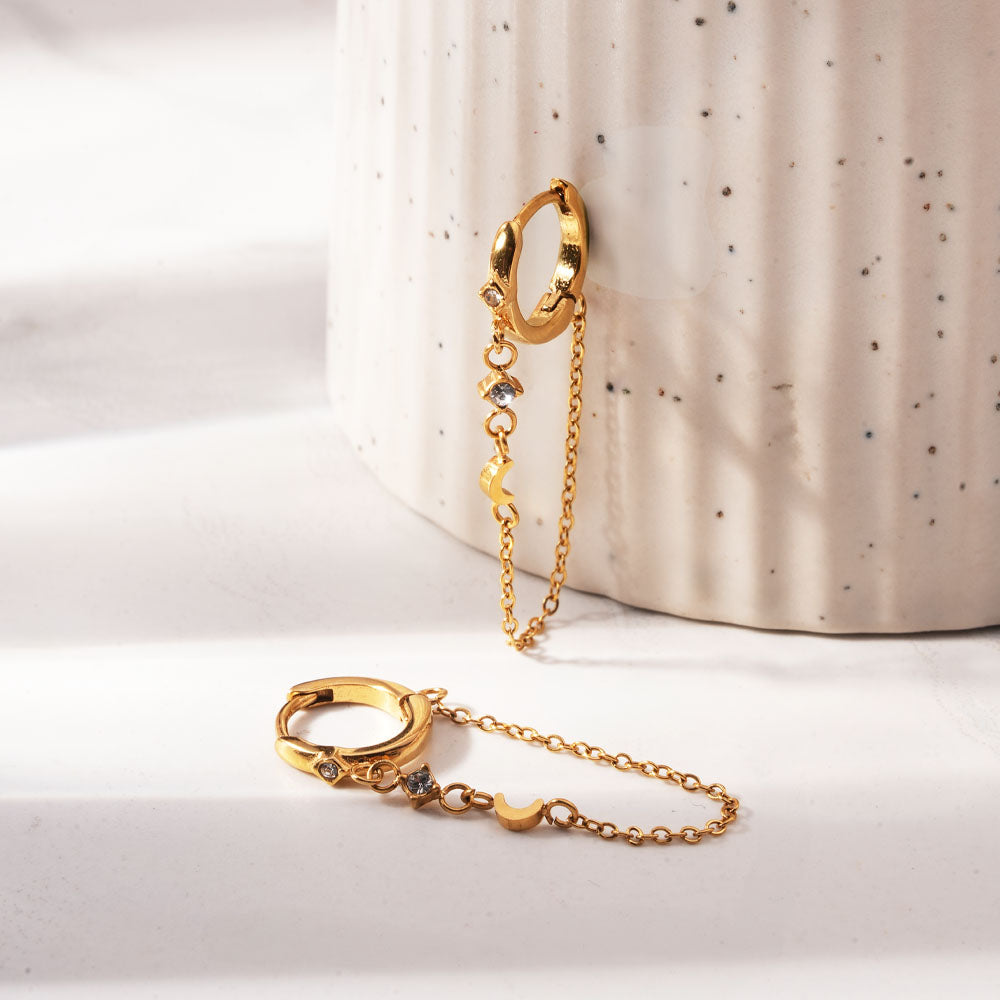 Hoop & Dangling Chain Earrings