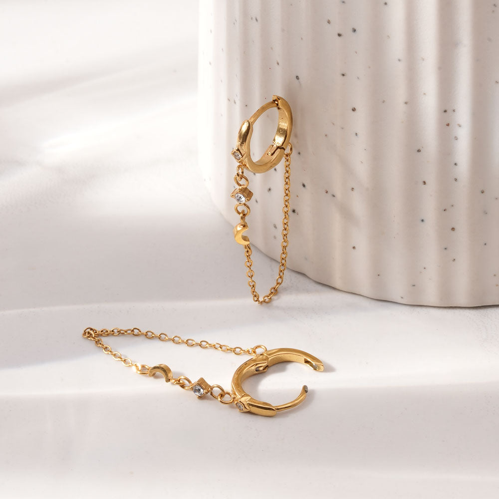 Hoop & Dangling Chain Earrings