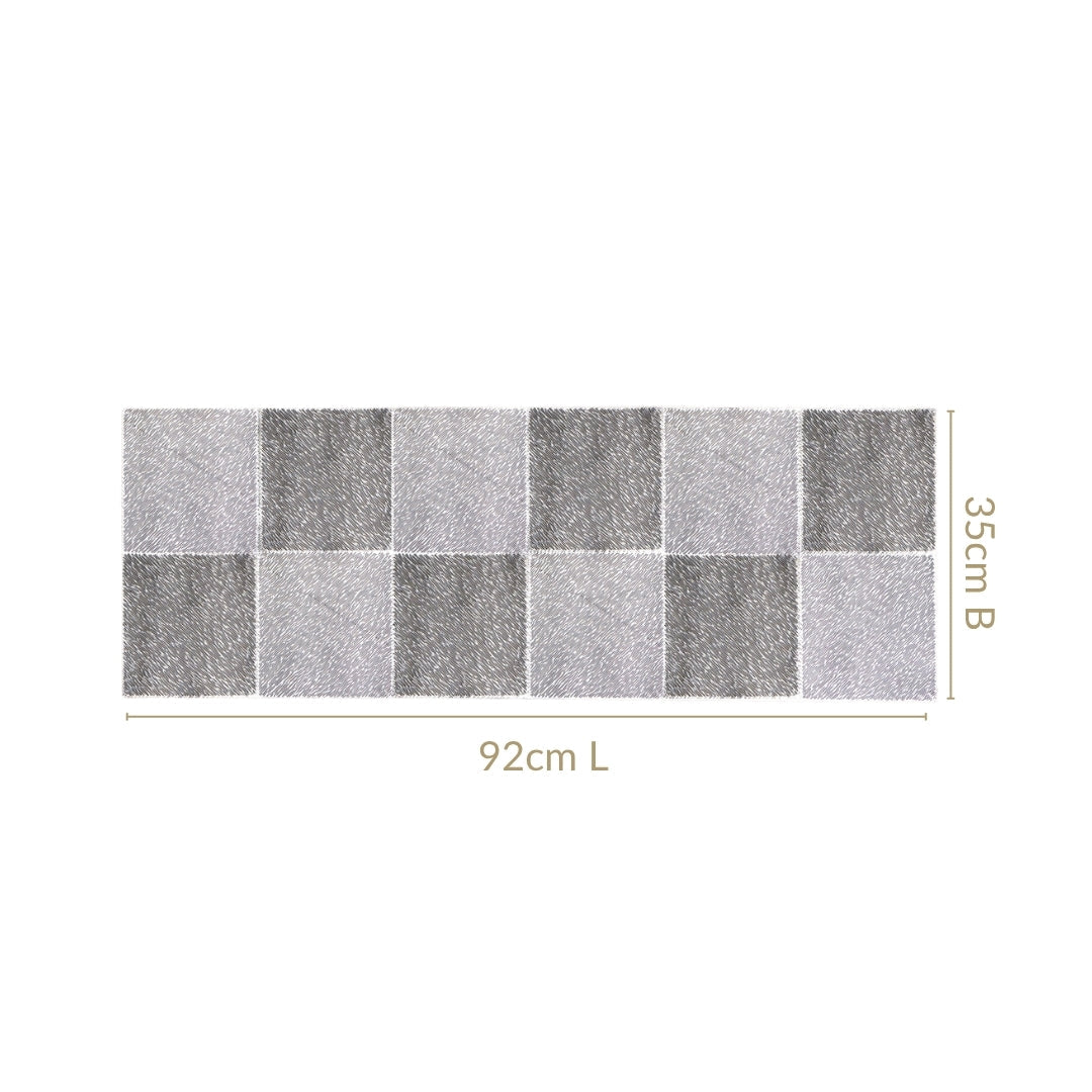 Grid Dining Table Runner Silver Grey 92x35cm