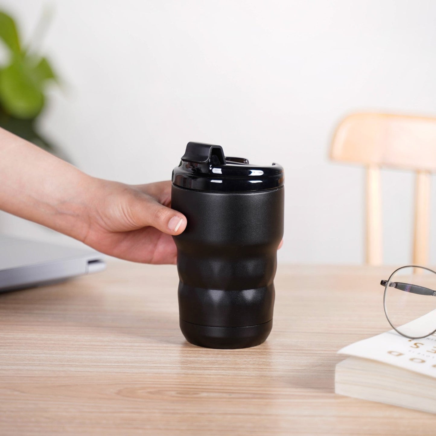 Brewster Stainless Steel Spill Proof Coffee Tumbler Black Noir 350ml