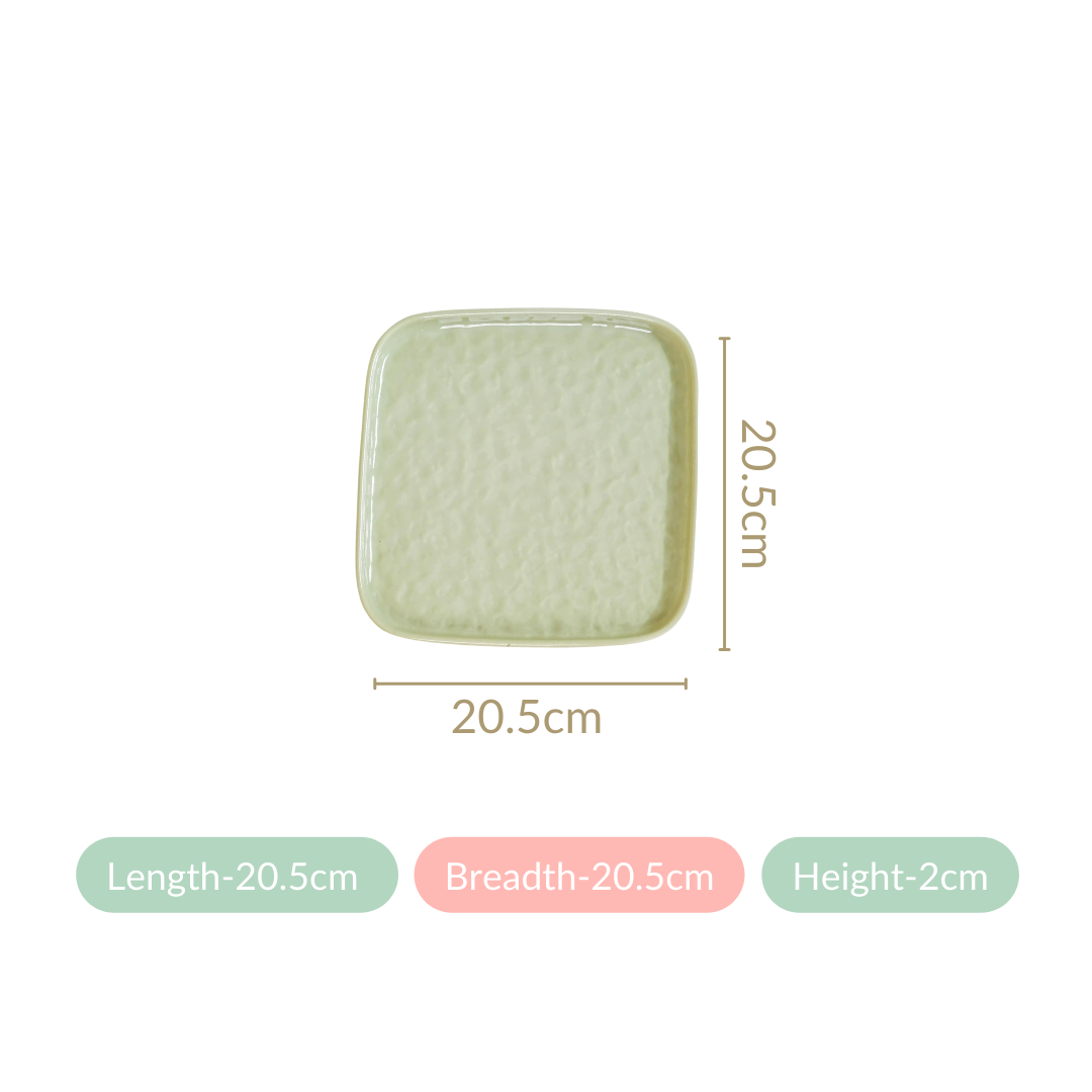 Sage Green Stoneware Square Snack Plate Set Of 4 8 Inch