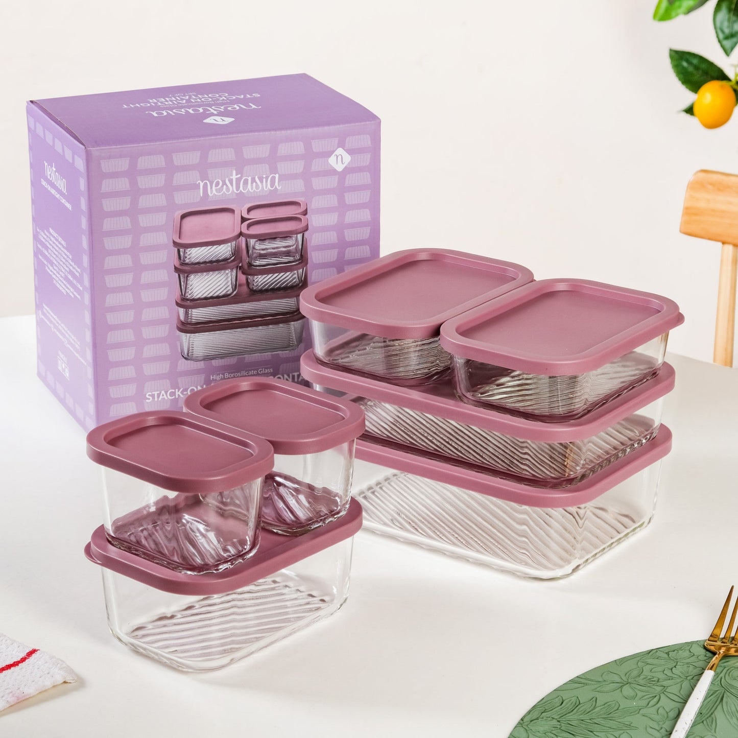 Groovo Stackable Food Storage Containers Set Of 7