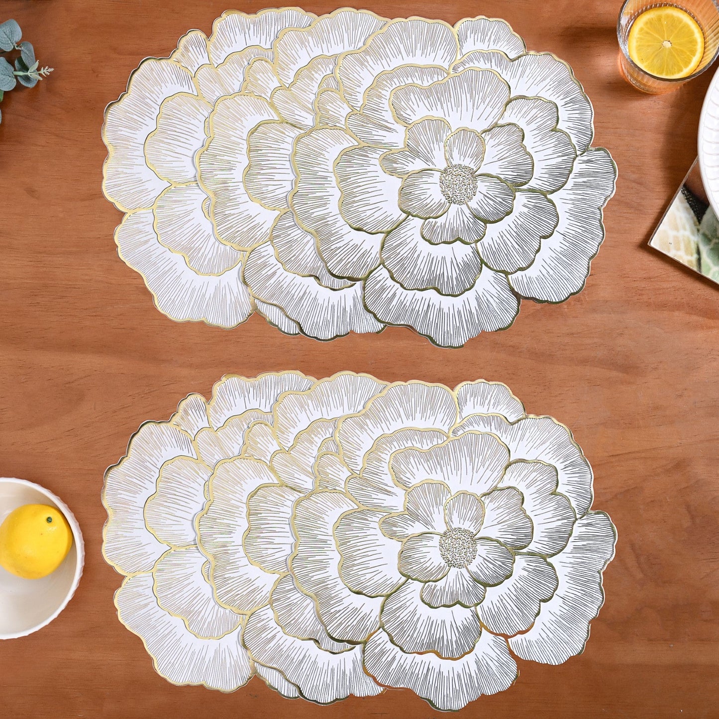 Gold Sunlit Petals Table Mat Set Of 6