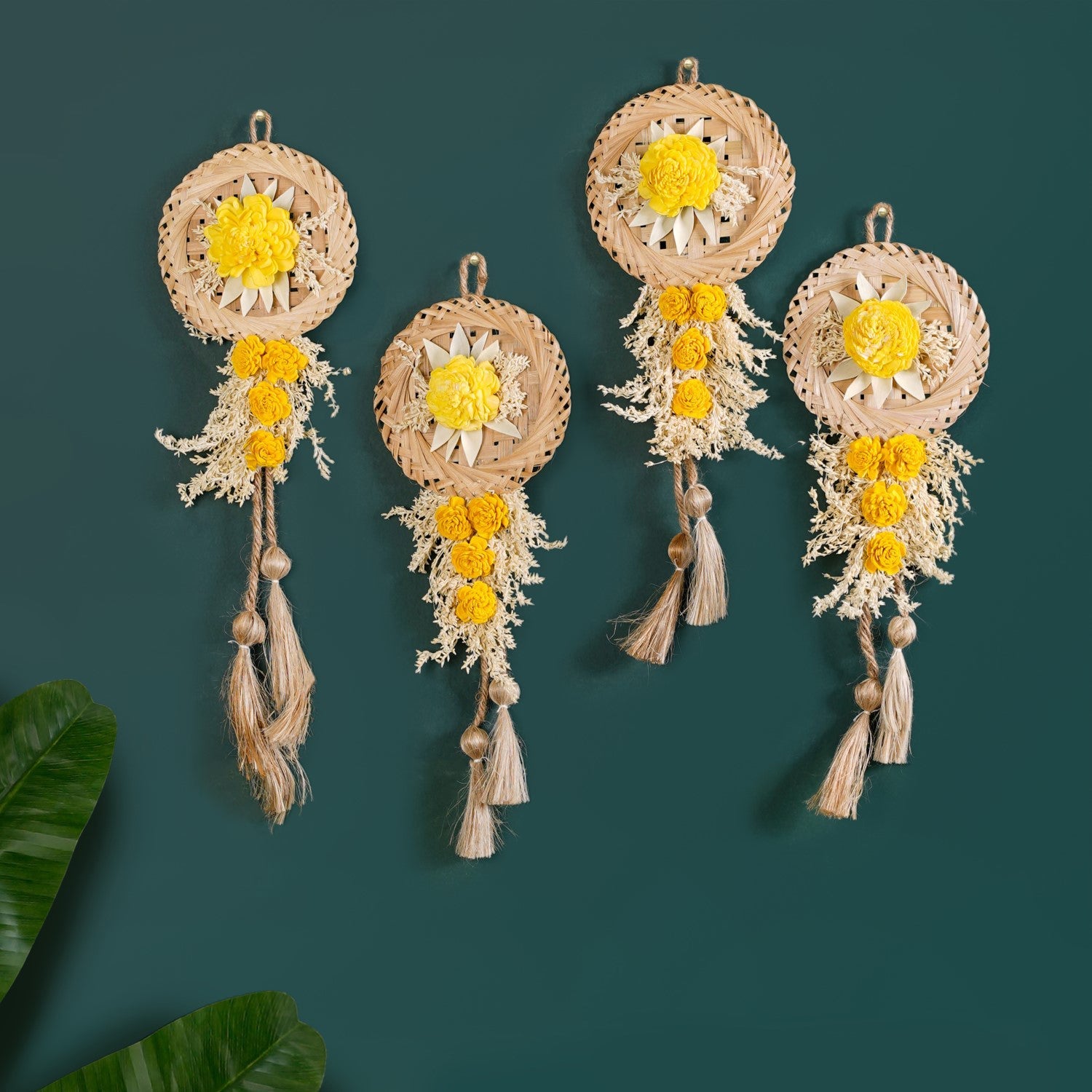 Real Dried Flowers Wall Decor Set Of 4