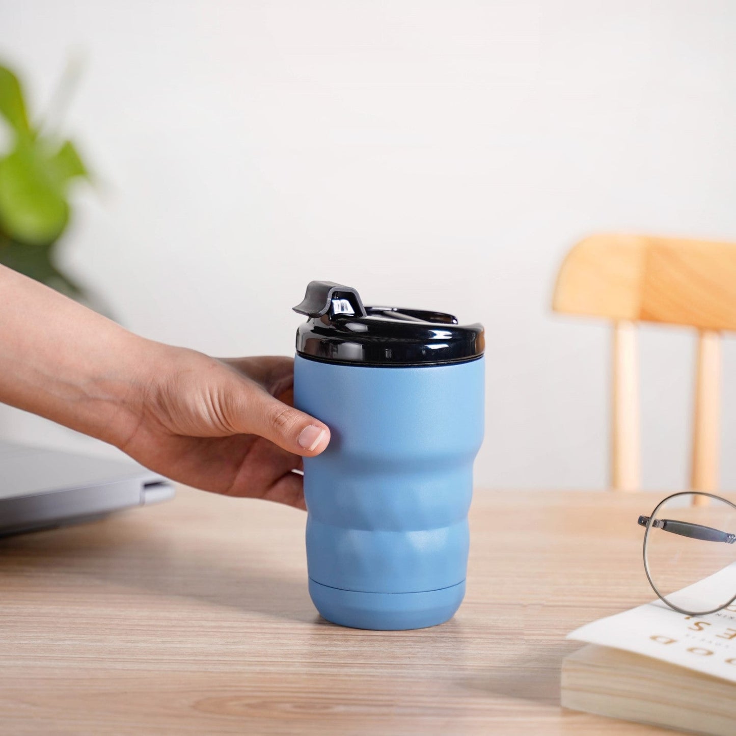 Brewster Easy Sip Copper Insulated Travel Mug Azure Blue 350ml